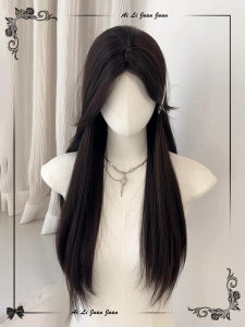 Alley Long Straight Black Wig Womens Middle Part No Traceless Full Head Cover Style Sweet Style Long Straight Hair Wig