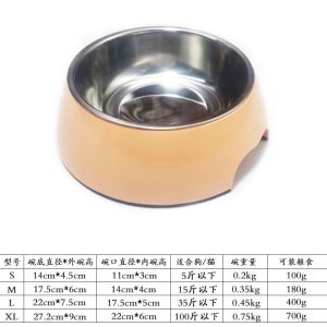 Domei Thickened Stainless Steel Pet Bowl Anti-Flip Dog Bowl Drinking Water in One Bowl Teddy Food Basin Cute Pet Feeder Bowl