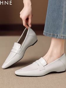 Daphne | White Summer New Pointed Toe Loafer Shoe with Height Increase