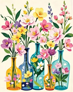 Kayou | Paiting By Number Flower Pink Drawing By Numbers Floral Abstract Handmade Pictures on Frameless Canvas Art Kits