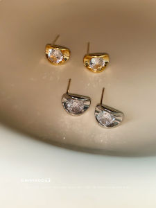 Mini Bean Zircon Earrings Dual Tone Gold And Silver Design Unique Ear Jewelry Fashionable Alloy Silver Plated Gold Plated