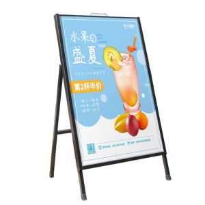 Outdoor Windproof A-Type Poster Display Stand Kt Board Advertising Board for Milk Tea Shop Double-sided Foldable Pedestal