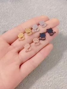 New Arrival Stainless Steel Cute Fox Ear Studs Ceative Fashion Origami Animal Earrings for Women Jewelry Girlfriend Gift