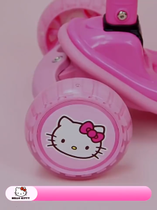 Mescal Cute Hello Cartoon Kick Scooter Folding Scooter Childrens Scooter Flashing Light Outdoor Foldable Kids Scooter Outdoor 3-6-8 Years Old Boys Girls Anti-Rollover Single-Foot Pedal Scooter Outing Baby Scooter Gift Children Scooter Kids Scooter