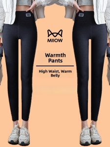 MiiOW | Thickened Fleece Lined High Waist Womens Leggings For Autumn Winter Outerwear Special Thick Cotton Pants Cat Person MiiOW