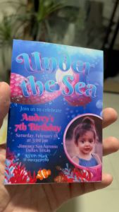 Under the Sea with Photo Invitation Card - Mermaid Invite - Girl Birthday - Underwater - Personalized