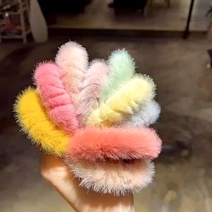 Ikat Rambut Korea Bulu Halus Elastis Wanita Lucu Polos Ikat Rambut Scrunchie Bulu Sedang Anak Dan Dewasa Premium