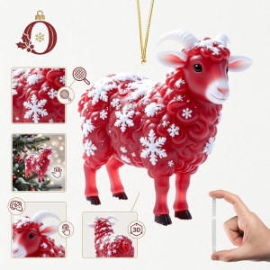 8cm Hanging Pendant with Gold Wire Sheep Wool Acrylic Goat Car Design Artwork for Home Decor