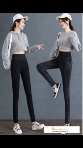 Quần jean nữ eo thun bản lớn quần jean gen eo jean cotton co giãn GLQ160