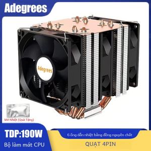 6 Ống Dẫn Nhiệt Làm Mát CPU Cho Intel LGA 1366 1700 1200 1150 1151 1155 2011 X79 X99 AM3 AM4 AM5 - 4Pin RGB Êm Quạt Làm Mát Không Khí