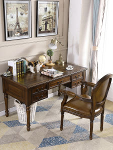 HELIDA | American Style Solid Wood Desk and Chair Set Walnut