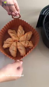 17.5cm AirFryer Reusable Pot Silicone Easy To Clean Oven Baking Tray Ninja Round Liner Pizza Plate Grill Pan Mat Air Fryer Accessories