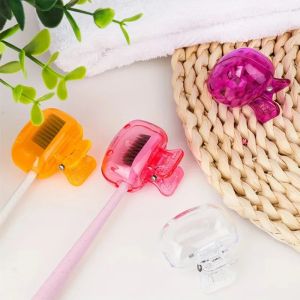 Portable Toothbrush Head Cover Transparent Set with Covers Soft Bristles Color Coded Portable for Travel Camping Bathroom Access