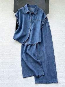 LIANGYILAILIN | Bộ Áo Sơ Mi và Quần Jeans Chất Tencel Cao Cấp