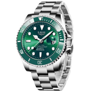 LIGE Top Original Men Quartz Watches Blue Waterproof Watch for Men Stainless Steel Quartz Men Luxury Watch Luminous Wristwatch