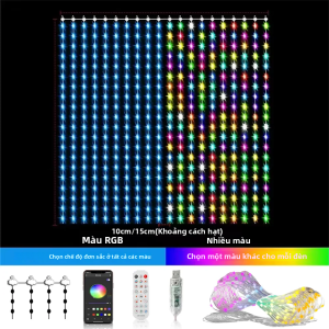 Đèn Rèm LED Điều Khiển Từ Xa RGB Cho Giáng Sinh Halloween Điều Chỉnh Ứng Dụng Thông Minh Trang Trí Ánh Sáng Không Khí Ngày Lễ