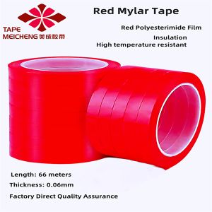 Red mala tape insulating tape polyester imide film tape mala transformer tape high temperature tape fire cow tape 66m length * 0.06mm thick