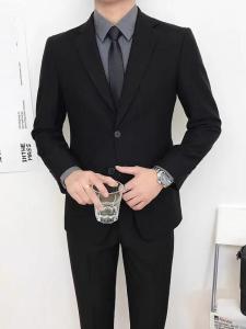 Youth Trendy Formal Suit Jacket Mens Korean Style Slim Fit Business Outerwear Large Size Small Western Clothes Set