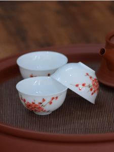 Cốc Trà Nhỏ Họa Thủ Công Bằng Gốm Sứ Tráng Men Dưới Nước Màu Ngọc Bích Cốc Trà Pha Trà Kiểu Kung Fu Bộ Đồ Trà Ngọc Bích Thủ Công