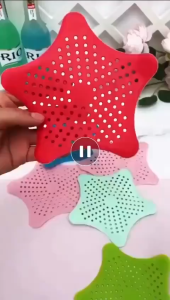 COMBO 5 Miếng Chặn Rác Bồn Rửa Chén Silicone Hình Sao Biển - Nắp Lọc Rác Nhà Tắm Chống Tắc Nghẽn - Lọc Rác Bồn Rửa Silicone Ngăn Tóc Rác Thừa Chống Tắc Cống Thoát Sàn Nhà Tắm