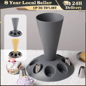 Piping Bag Nozzles Storage Rack Stand with 8 Slots Large Capacity Pastry Bag Mounting Holder Organizer Baking Accessories Cake Decorating Kit Pastry Bag Stand Piping Bag Stand with 8 Icing Holder Slots Cream Icing Tip Tool