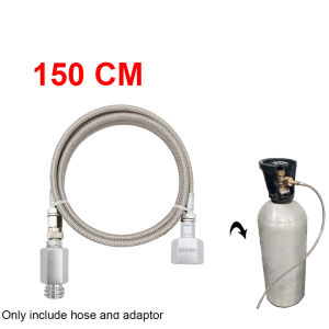Soda Maker to External Co2 Tank Adapter and 1.5m Stainless Steel Hose Kit Fit SodaStream W21.8-14 W/Quick Disconnect Connector