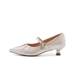 Hotwind | Shallow Flat Folds Trendy Pointed Toe Adjustable Straps Womens Mid-Heel Shoe