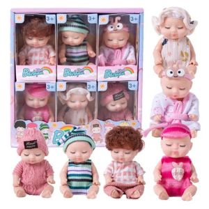 6/8Pcs Set Sleeping Mini Baby Dolls Reborn Lifelike Toys Cute Adorable Dolls With Butterfly Crocodile Sunflower Comfort Toy Gift