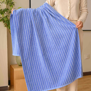 ผ้าขนหนูอาบน้ำคอตตอนแท้ลายทาง ผ้าขนหนูอบอุ่น ดูดซับน้ำได้ดี ผ้าขนหนูขนาดใหญ่สำหรับใช้ในบ้าน ผ้าขนหนูสำหรับใช้ในห้องน้ำสำหรับทั้งชายและหญิง