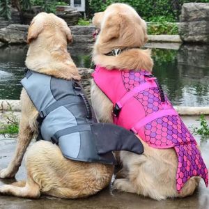 Hateli Áo phao cho chó cao nổi cá mập Nàng Tiên Cá Áo phao cho chó phản quang chó phao cứu sinh cho chèo thuyền bơi lội Ripstop chó áo bơi với cứu hộ xử lý và cao nổi mèo cưng Puppy Áo Tắm