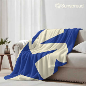 Bauhaus Blue Beige Geo Soft Warm Flannel Blanket Lightweight Cozy Christmas Halloween Home Decor Room