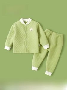 เด็กทารก อุ่น ผ้าฝ้าย Set High เอว ป้องกันหน้าท้อง ฤดูใบไม้ร่วง เสื้อผ้าชุดชั้นในเก็บความร้อน Girls Pure ผ้าฝ้าย ชุดนอน เสื้อผ้าเด็ก