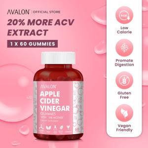 [B1F1] AVALON Apple Cider Vinegar Gummies 60s - Low Calorie & Vegan Weight Loss Accelerator | Detox | Boost Digestion