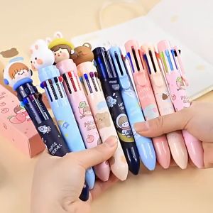 10 Colors Ballpoint Pen Cute Animal Office Stationary Multicolored Silicone Student wholesale 6 in 1