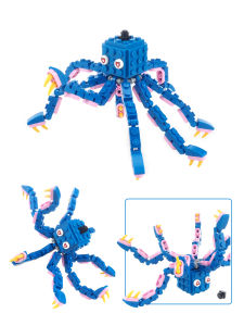 Bộ Đồ Chơi Khối AI Sinh Vật Biển Tám Chân Biến Đổi Blueberry Bùn Nhựa Khối Xây Dựng Trí Tuệ Nhân Tạo Mô Hình Động Vật