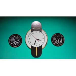 jam dinding kaligrafi kuartet