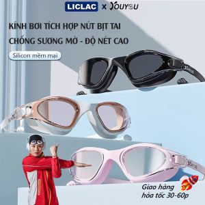 Kính Bơi Cao Cấp Youyou chống sương mờ viền Silicon mềm chống nước tích hợp 2 nút bịt tai KB61223