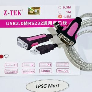 Cáp USB ra Com RS232: USB 2.0 ra Com 9 Kim (DB9M - Đực) / Cáp dài 1.8M (Z Tek 553A)