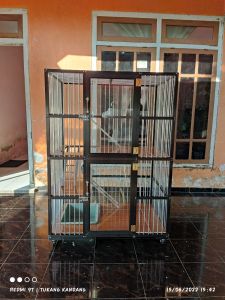 kandang kucing alumunium 2 kamar menyambung ukuran PxLxT 90x60x120