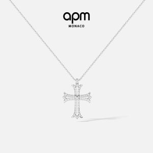 Adjustable Pave White Cross Necklace