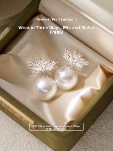 Lnieer | 999 Silver Earpin Fireworks Pearl Luxury Earrings