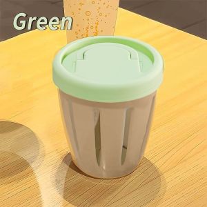 Cylindrical Plastic Salad Container with Fork Multifunctional Portable Fruit Cup Built In Drainage for Lunch Snack Meal Prep