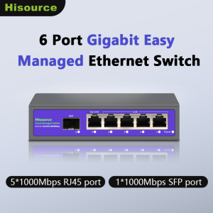 Hisource Full Giga Lite Cloud Managed Web Managed Switch RJ45 Ports with 1 SFP Network Switch for Small Office Home Network