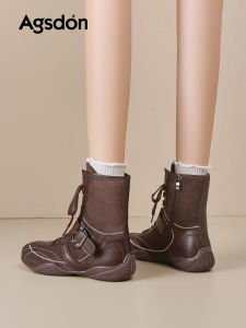 Brown Boxing Boots Womens Short Thick Bottom Booties Autumn 2025 New Fashion Waterproof Platform Western Cowboy Boots