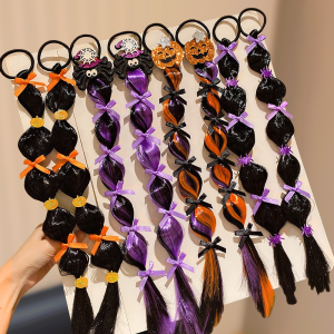 ผูกผมแฟชั่นฮาโลวีน 2 แพ็คและหมวกวิกผมสําหรับเด็กผู้หญิงที่มีองค์ประกอบฟักทองและแมงมุม - ชุดอุปกรณ์เสริมแสนสนุกสําหรับวันฮาโลวีน