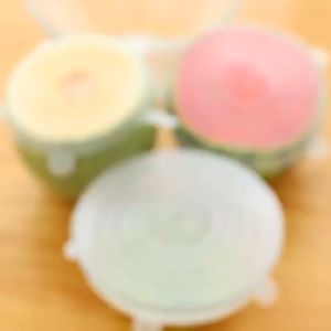 ฝาซิลิโคนครอบอาหาร ฝาปิดอาหาร ฝาซิลิโคน ฝาปิดถนอมอาหาร เซ็ต 6 ชิ้น