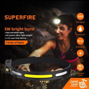 Đèn đội đầu chạy bộ đạp xe dã ngoại đa năng cảm biến chuyển động pin sạc Superfire HL76 chính hãng