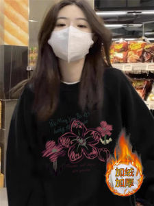 Pure Cotton Thin Hoodie Womens Loose Fit Comfortable Spring Autumn Fashion Brand Street Style Hiphop Print Long Sleeve round Neck