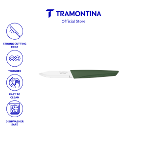 Tramontina LYF 3" Vegetable and Fruit Knife with Stainless-Steel Blade and Nature Green PCR Polypropylene Handle