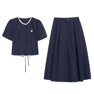 BY IHAPPY | Bộ Đầm A-Line Tay Ngắn Cổ Tròn Voan Văn Học Retro